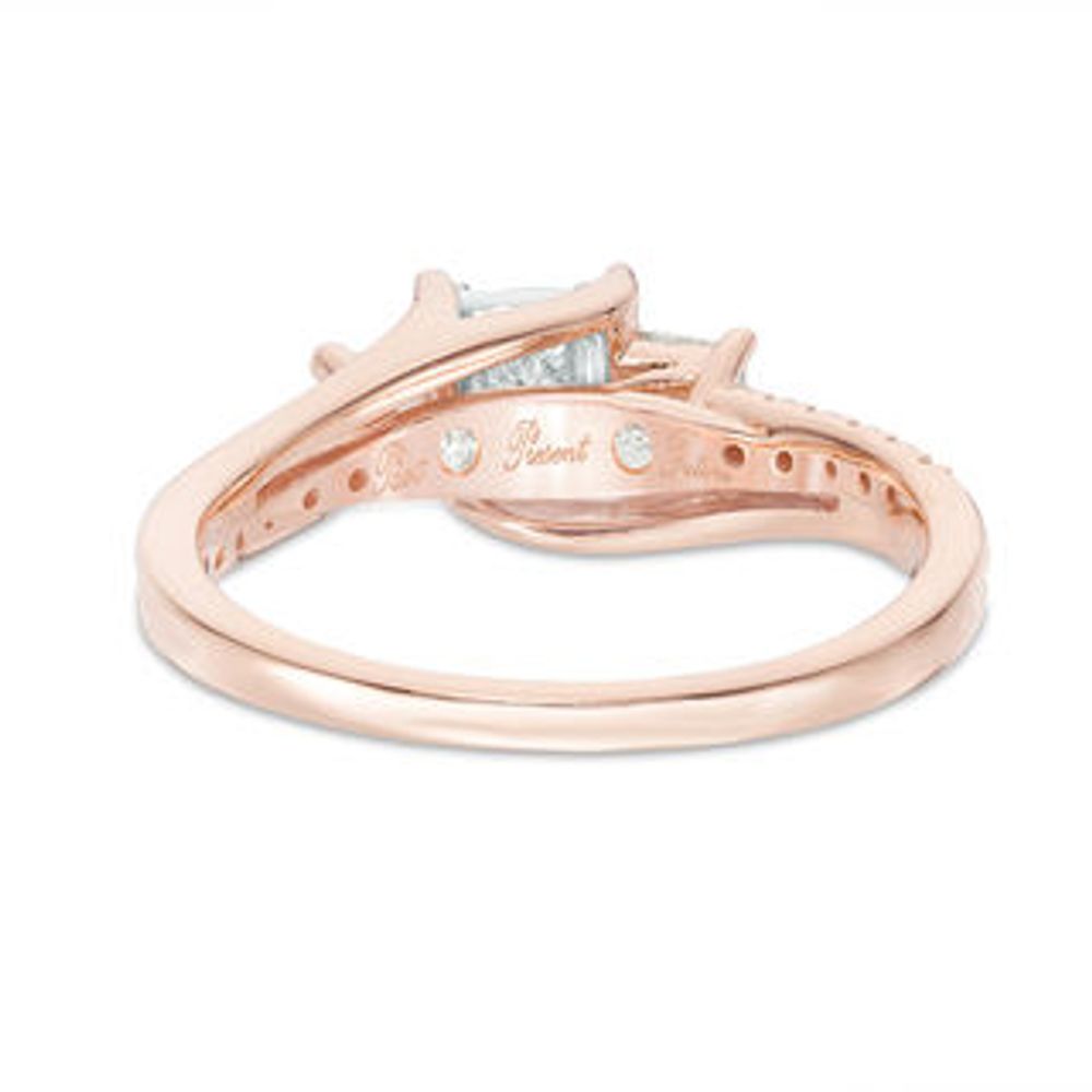 0.63 CT. T.W. Princess-Cut Diamond Past Present Future® Engagement Ring in 14K Rose Gold|Peoples Jewellers