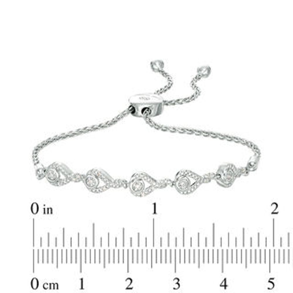 Interwoven™ 0.04 CT. T.W. Diamond Bolo Bracelet in Sterling Silver - 9.5"|Peoples Jewellers