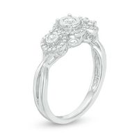 0.25 CT. T.W. Diamond Past Present Future® Frame Twist Engagement Ring in 10K White Gold|Peoples Jewellers