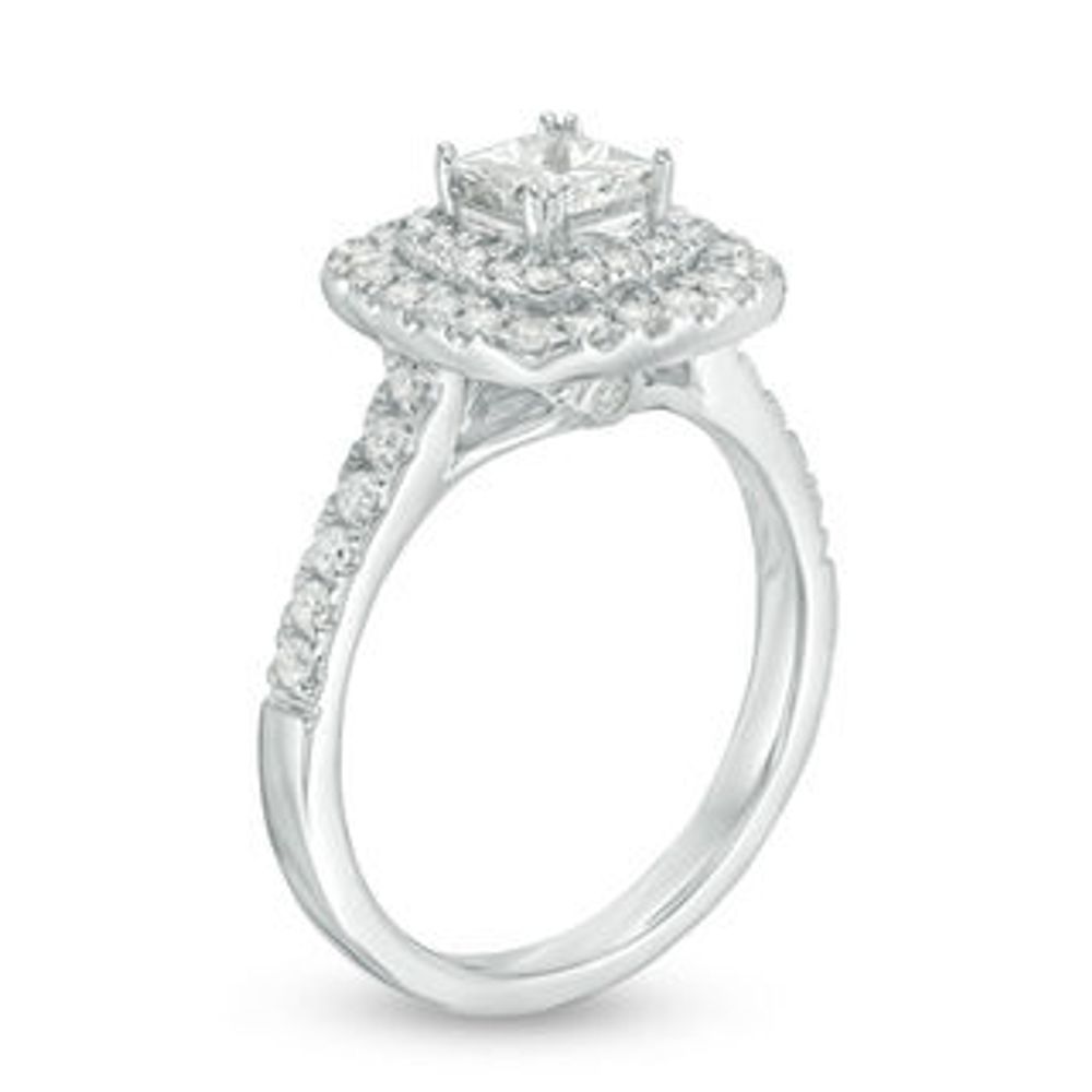 0.95 CT. T.W. Princess-Cut Diamond Double Frame Engagement Ring in 14K White Gold|Peoples Jewellers