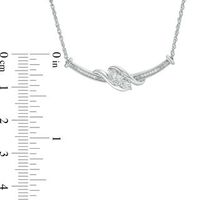 0.04 CT. T.W. Diamond Three Stone Bypass Bar Necklace in Sterling Silver - 17"|Peoples Jewellers