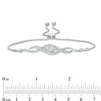 0.066 CT. T.W. Diamond Three Stone Twist Bolo Bracelet in Sterling Silver - 9.5"|Peoples Jewellers