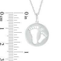 Lab-Created White Sapphire Footprints Disc Pendant in 10K White Gold|Peoples Jewellers