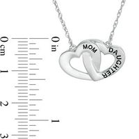 "MOM" and "DAUGHTER" Interlocking Hearts Necklace in 10K White Gold - 17.5"|Peoples Jewellers