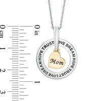 Open Circle with "Mom" Heart Charm Pendant in 10K Two-Tone Gold|Peoples Jewellers
