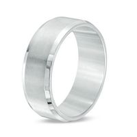 Men's 8.0mm Brushed Centre Bevelled Edge Wedding Band in Stainless Steel|Peoples Jewellers