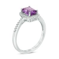 Cushion-Cut Amethyst and 0.12 CT. T.W. Diamond Frame Ring in 10K White Gold|Peoples Jewellers