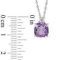 8.0mm Cushion-Cut Amethyst and Diamond Accent Pendant in 10K White Gold - 17"|Peoples Jewellers