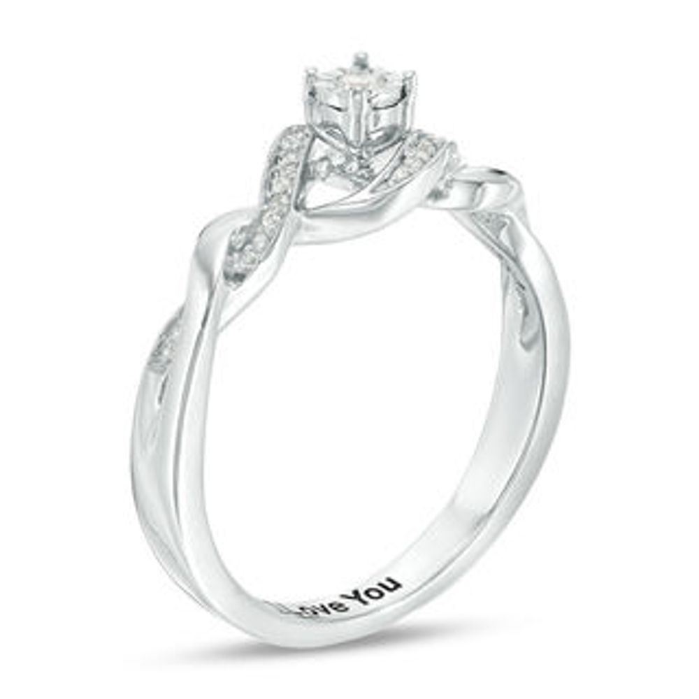 1/8 CT. T.W. Diamond Twist Shank Promise Ring in Sterling Silver (1 Line)|Peoples Jewellers