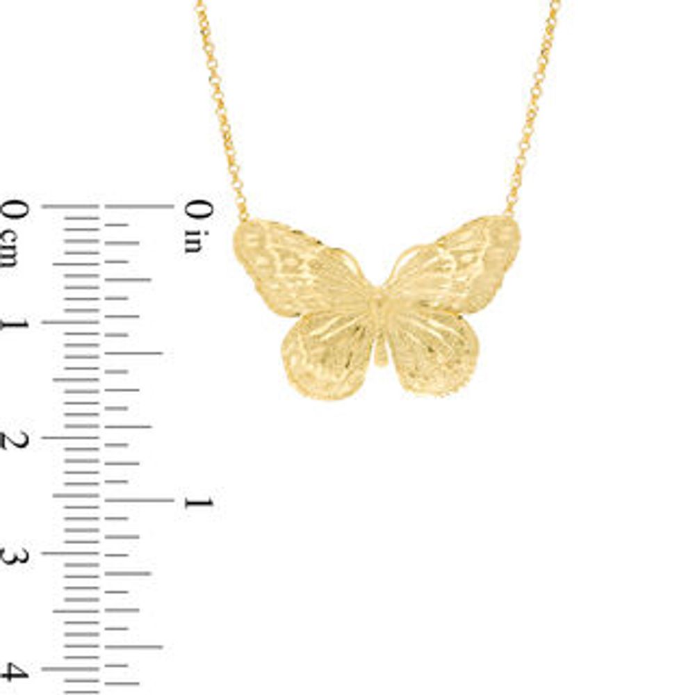 Italian Gold Diamond-Cut Butterfly Necklace in 14K Gold|Peoples Jewellers