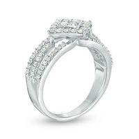 0.58 CT. T.W. Quad Diamond Tilted Square Frame Multi-Row Ring in 10K White Gold|Peoples Jewellers