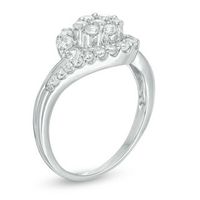 0.80 CT. T.W. Multi-Diamond Bypass Ring in 10K White Gold|Peoples Jewellers