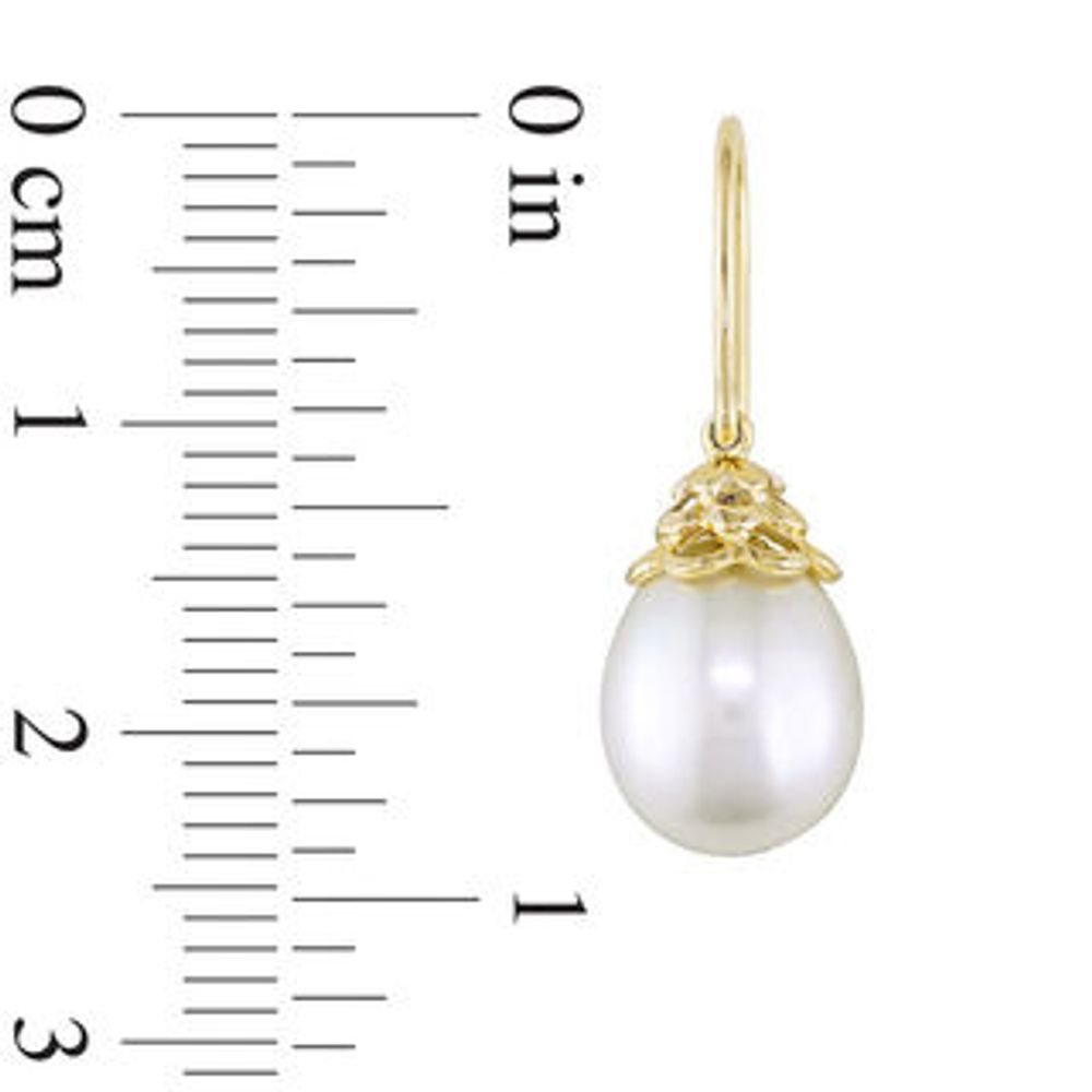 9.0-10.0mm Baroque Freshwater Cultured Pearl Drop Earrings in 14K Gold|Peoples Jewellers