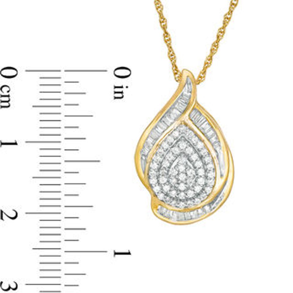 0.45 CT. T.W. Multi-Diamond Teardrop Pendant in 10K Gold|Peoples Jewellers