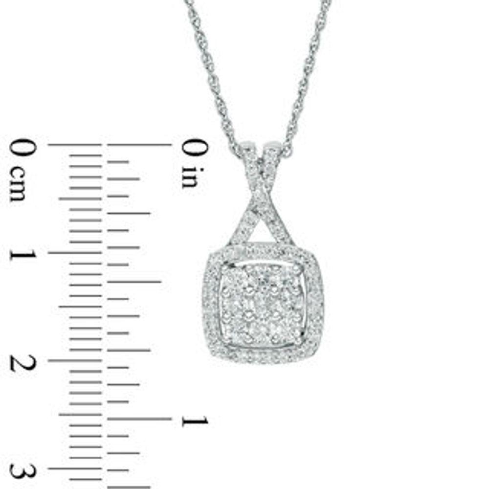 0.69 CT. T.W. Composite Diamond Cushion Frame Pendant in 10K White Gold|Peoples Jewellers