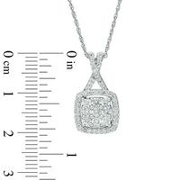 0.69 CT. T.W. Composite Diamond Cushion Frame Pendant in 10K White Gold|Peoples Jewellers