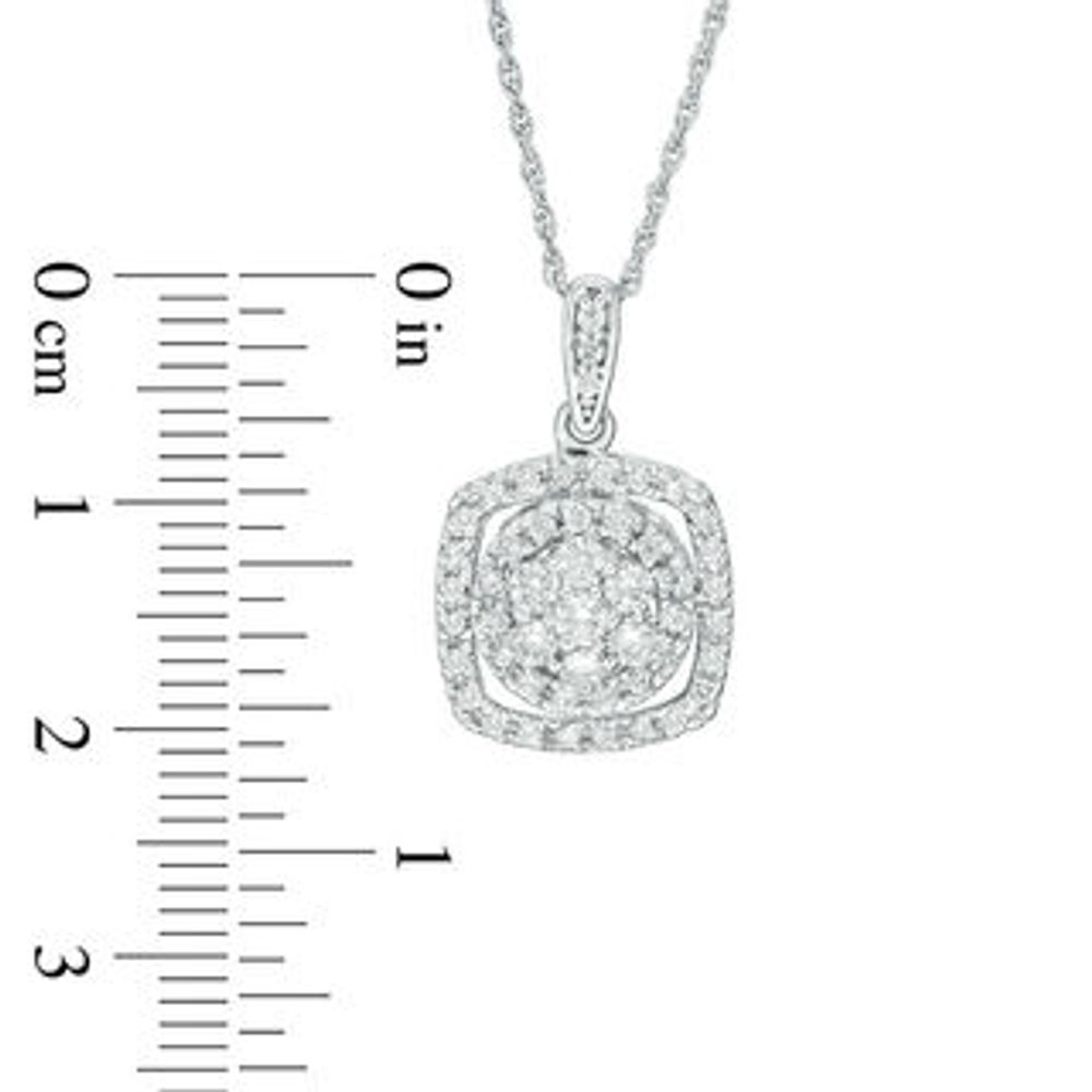 0.45 CT. T.W. Diamond Cushion Frame Pendant in 10K White Gold|Peoples Jewellers