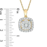 0.58 CT. T.W. Diamond Double Cushion Frame Pendant in 10K Gold|Peoples Jewellers