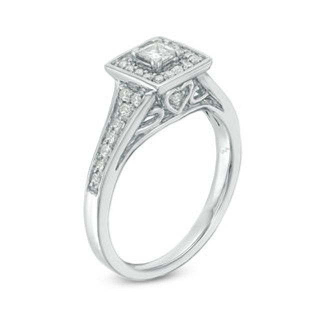 0.37 CT. T.W. Princess-Cut Diamond Frame Engagement Ring in 10K White Gold|Peoples Jewellers