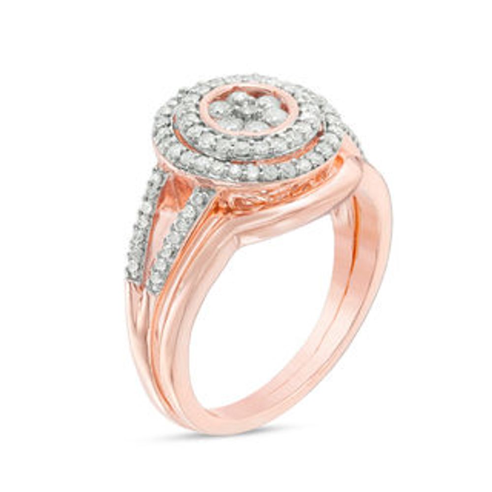 0.45 CT. T.W. Composite Diamond Double Frame Bridal Set in 10K Rose Gold|Peoples Jewellers