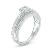 0.29 CT. T.W. Diamond Frame Multi-Row Engagement Ring in 10K White Gold|Peoples Jewellers