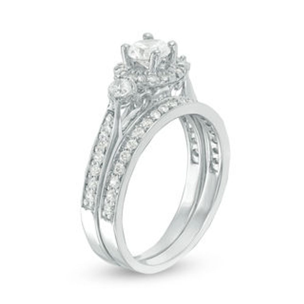 0.95 CT. T.W. Diamond Three Stone Frame Bridal Set in 10K White Gold|Peoples Jewellers