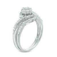 0.45 CT. T.W. Multi-Diamond Bypass Frame Bridal Set in 10K White Gold|Peoples Jewellers