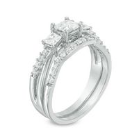 0.69 CT. T.W. Princess-Cut Diamond Three Stone Bridal Set in 10K White Gold|Peoples Jewellers