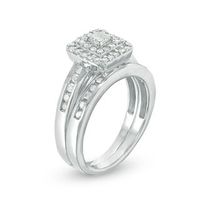 0.58 CT. T.W. Princess-Cut Diamond Double Frame Bridal Set in 10K White Gold|Peoples Jewellers