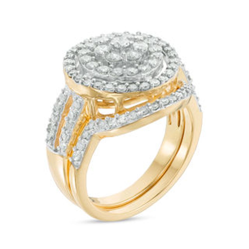 1.12 CT. T.W. Composite Diamond Double Frame Bridal Set in 10K Gold|Peoples Jewellers