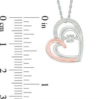 Unstoppable Love™ CT. T.W. Diamond Tilted Double Heart Pendant in Sterling Silver and 10K Rose Gold|Peoples Jewellers