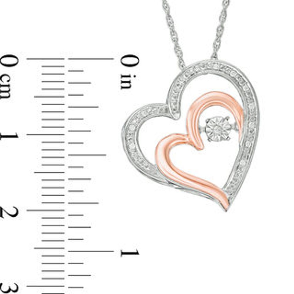 Unstoppable Love™ Diamond Accent Tilted Double Heart Pendant in Sterling Silver and 10K Rose Gold|Peoples Jewellers