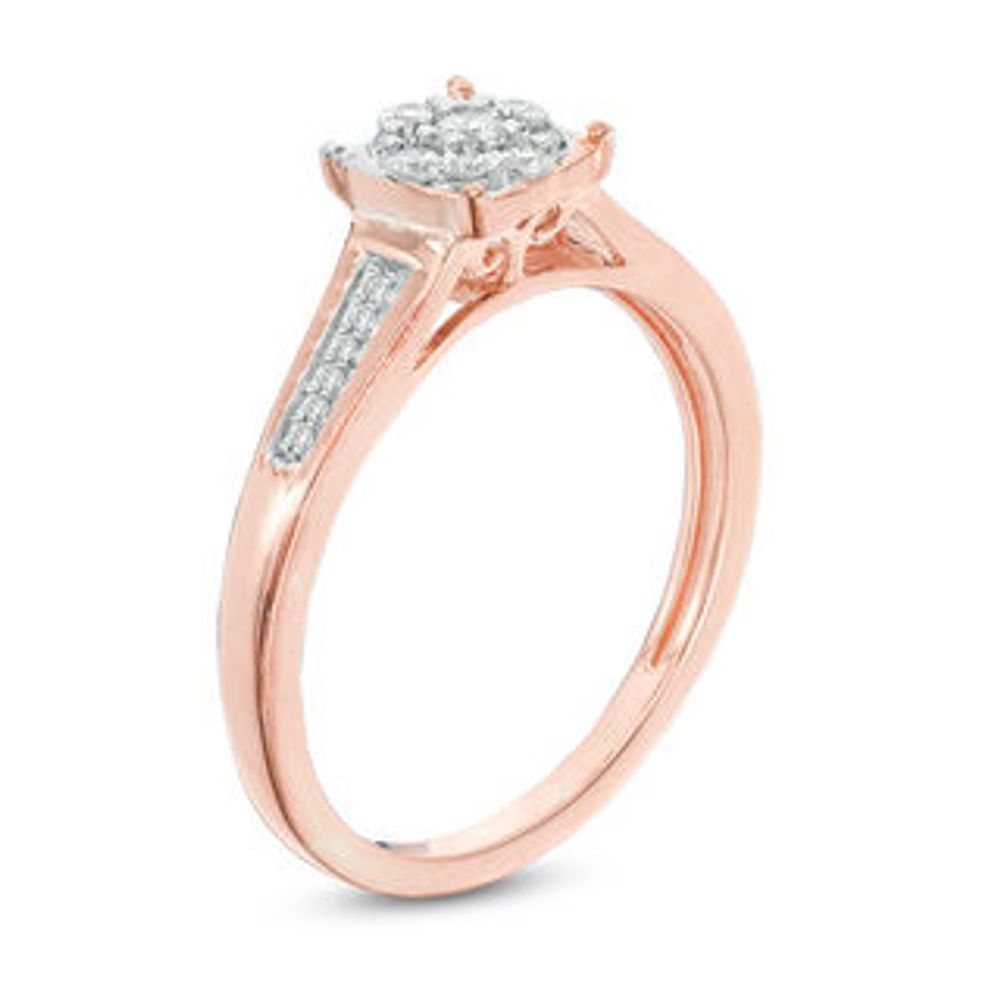 0.18 CT. T.W. Multi-Diamond Cushion Promise Ring in 10K Rose Gold|Peoples Jewellers