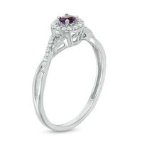 Amethyst and 0.115 CT. T.W. Diamond Frame Promise Ring in Sterling Silver|Peoples Jewellers