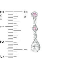 Pear-Shaped Lab-Created White and Pink Sapphire Vintage-Style Drop Pendant in Sterling Silver|Peoples Jewellers