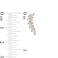 Marquise Cubic Zirconia Slant Six Stone Curved Crawler Earrings in 10K Gold|Peoples Jewellers