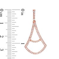 Lab-Created White Sapphire Pendulum Drop Earrings in Sterling Silver with 14K Rose Gold Plate|Peoples Jewellers
