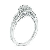 0.37 CT. T.W. Multi-Diamond Square Frame Ring in 10K White Gold|Peoples Jewellers