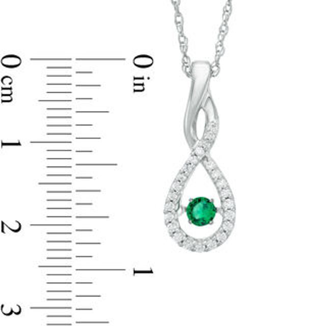 Unstoppable Love™ Lab-Created Emerald and 0.15 CT. T.W. Diamond Twist Teardrop Pendant in 10K White Gold|Peoples Jewellers