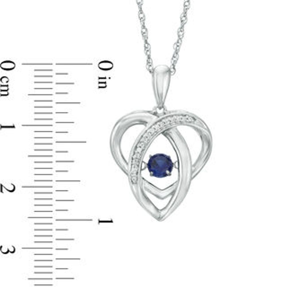 Unstoppable Love™ 4.0mm Lab-Created Blue Sapphire and 0.04 CT. T.W. Diamond Abstract Heart Pendant in Sterling Silver|Peoples Jewellers