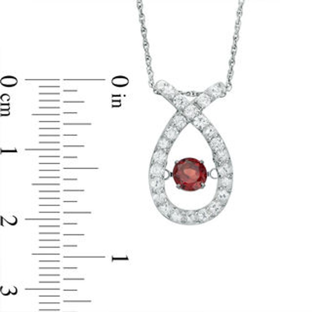 Unstoppable Love™ 5.7mm Garnet and Lab-Created White Sapphire Ribbon Pendant in Sterling Silver|Peoples Jewellers