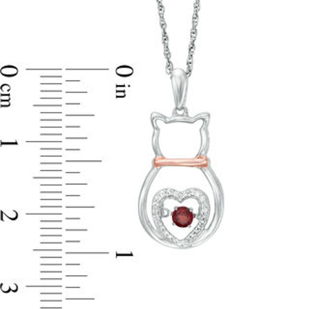 Unstoppable Love™ Garnet and Diamond Accent Cat Pendant in Sterling Silver and 10K Rose Gold|Peoples Jewellers