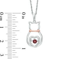 Unstoppable Love™ Garnet and Diamond Accent Cat Pendant in Sterling Silver and 10K Rose Gold|Peoples Jewellers