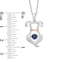 Unstoppable Love™ 4.0mm Lab-Created Blue Sapphire and Diamond Accent Dog Pendant in Sterling Silver and 10K Rose Gold|Peoples Jewellers