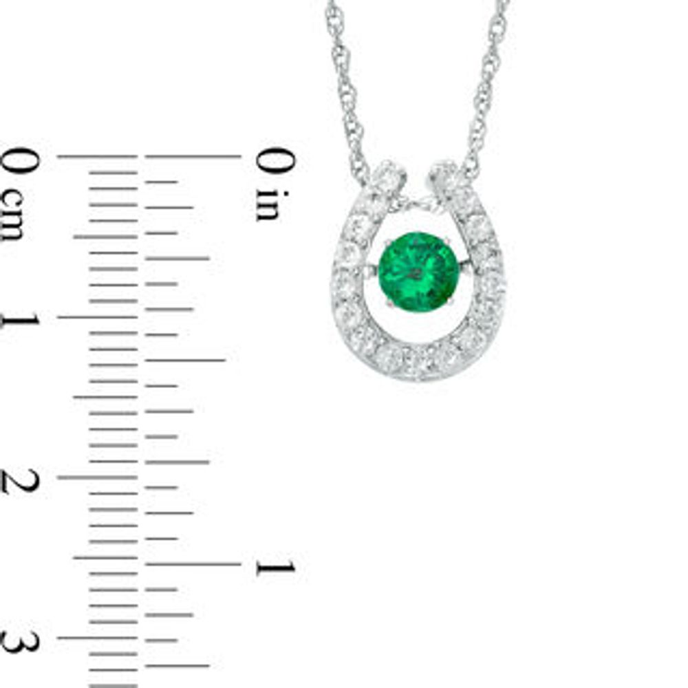 Unstoppable Love™ 5.7mm Lab-Created Emerald and White Sapphire Horseshoe Pendant in Sterling Silver|Peoples Jewellers
