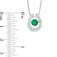 Unstoppable Love™ 5.7mm Lab-Created Emerald and White Sapphire Horseshoe Pendant in Sterling Silver|Peoples Jewellers