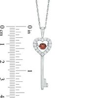 Unstoppable Love™ 4.0mm Garnet and Lab-Created White Sapphire Heart-Top Key Pendant in Sterling Silver|Peoples Jewellers