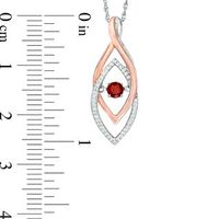 Unstoppable Love™ Garnet and 0.09 CT. T.W. Diamond Double Flame Pendant in Sterling Silver and 10K Rose Gold|Peoples Jewellers