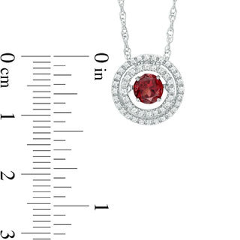 Unstoppable Love™ 5.0mm Garnet and 0.15 CT. T.W. Diamond Double Row Circle Pendant in Sterling Silver|Peoples Jewellers