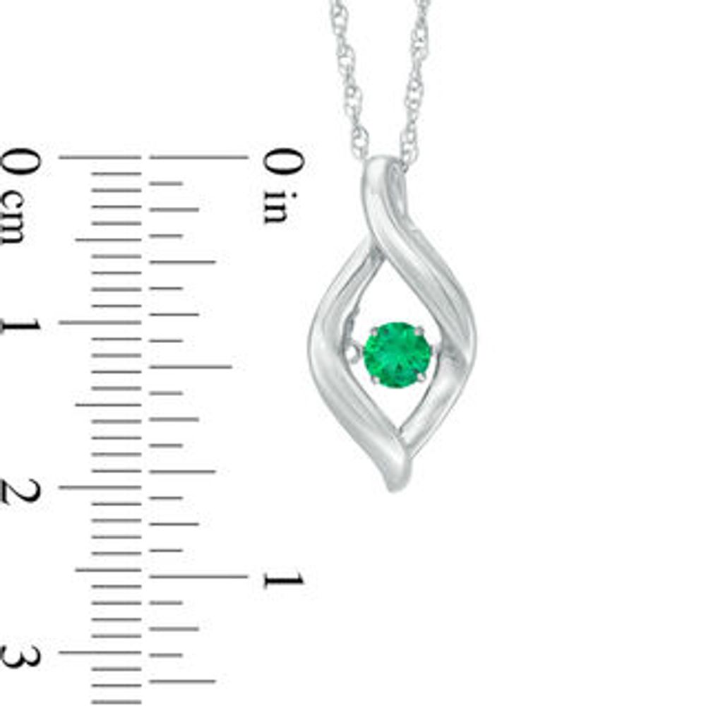 Unstoppable Love™ 4.0mm Lab-Created Emerald Ribbon Flame Pendant in Sterling Silver|Peoples Jewellers